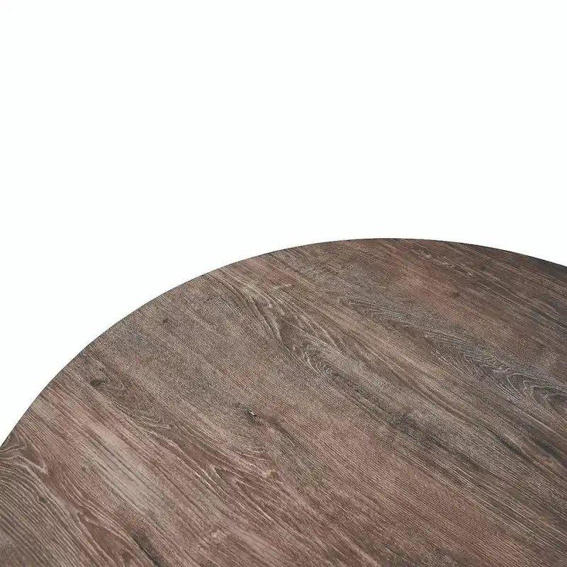 Table à manger ronde moderne Ravenna 47 en bois avec piètement géométrique en métal croisé pour la salle à manger et la cuisine
