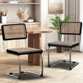 Lot de 2 chaises de salle à manger, chaises de cuisine en rotin naturel tapissées, chaises d'appoint sans accoudoirs