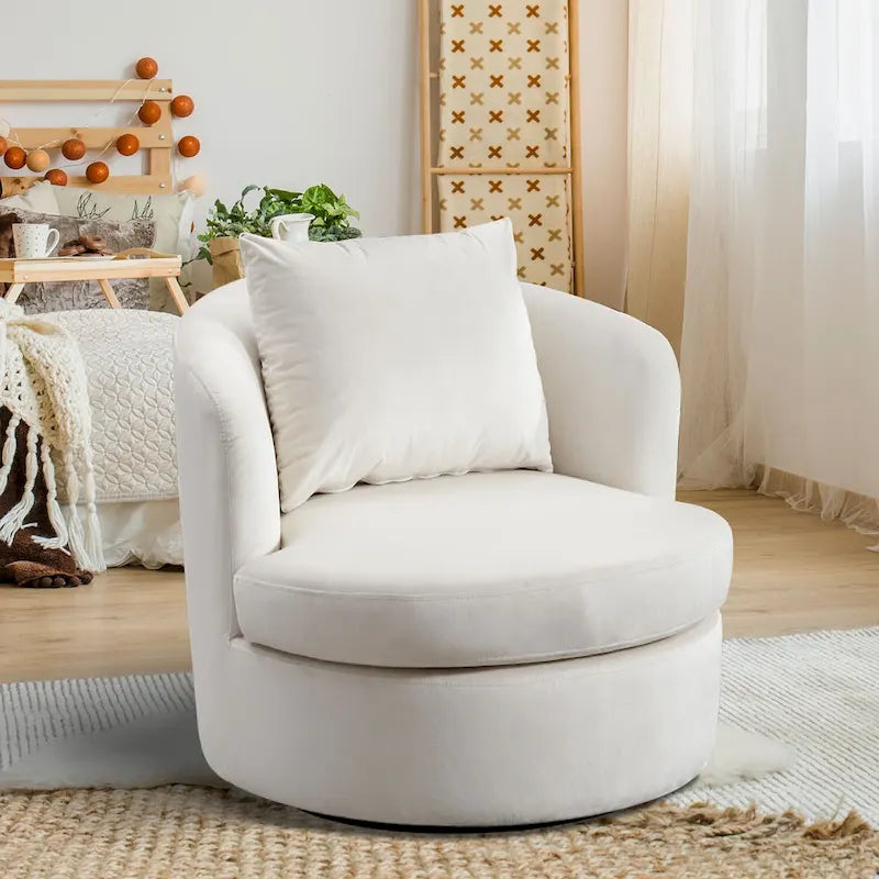Fauteuil pivotant en tissu de laine d'agneau