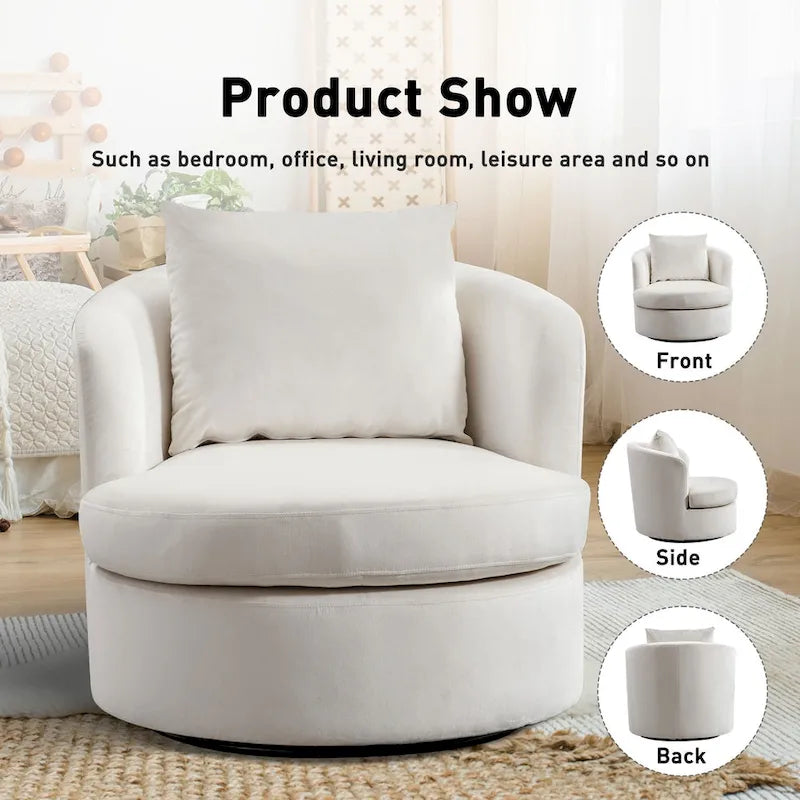 Fauteuil pivotant en tissu de laine d'agneau