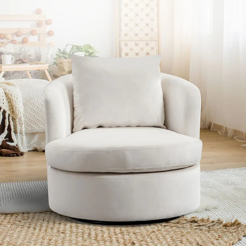 Fauteuil pivotant en tissu de laine d'agneau