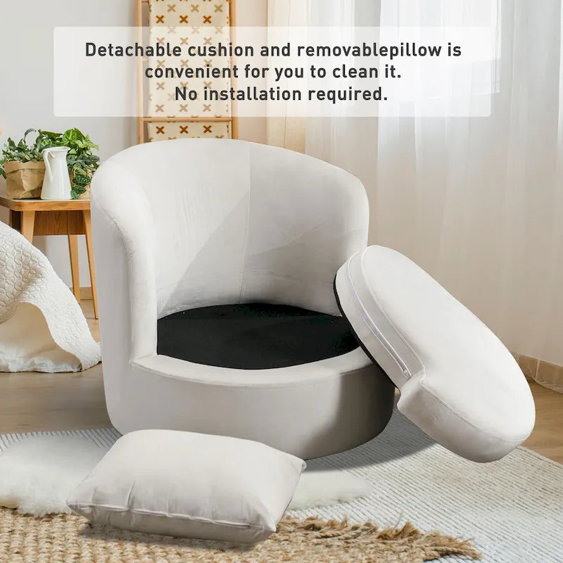 Fauteuil pivotant en tissu de laine d'agneau