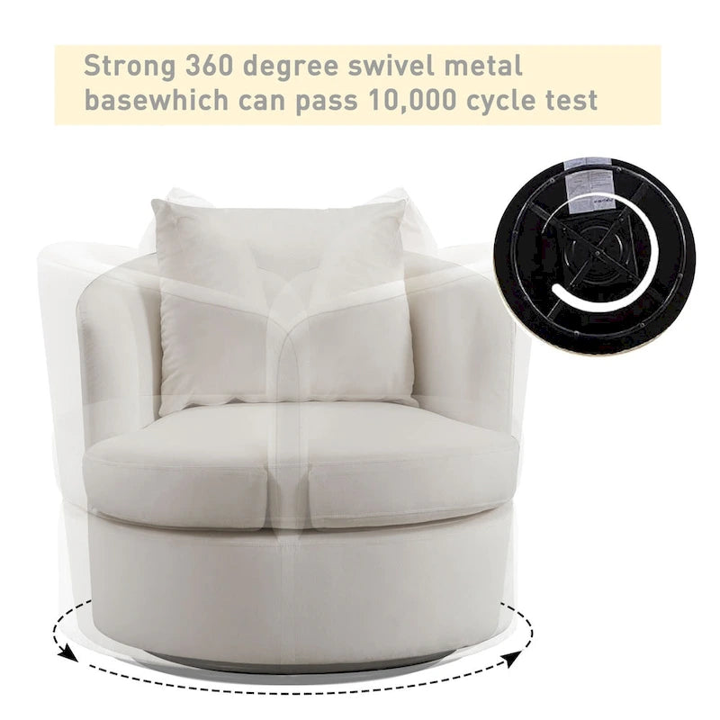Fauteuil pivotant en tissu de laine d'agneau