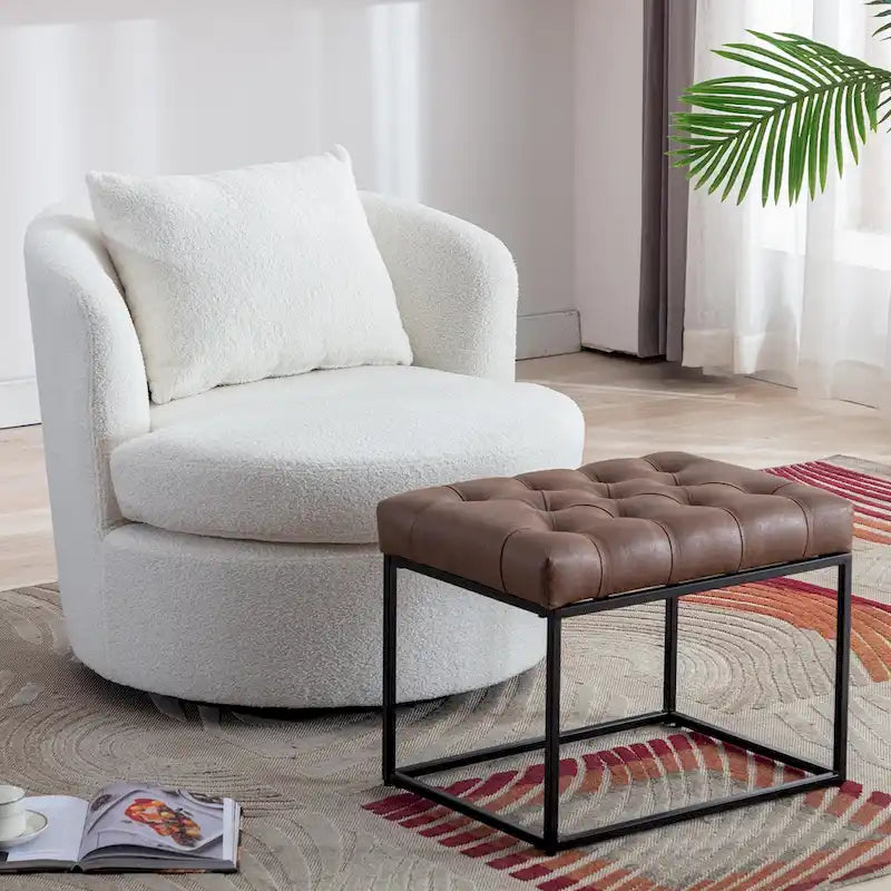 Fauteuil pivotant en tissu de laine d'agneau