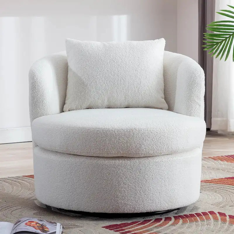 Fauteuil pivotant en tissu de laine d'agneau