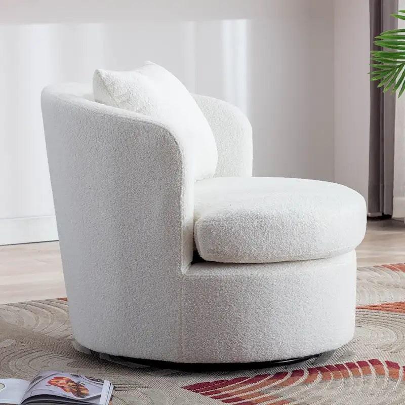 Fauteuil pivotant en tissu de laine d'agneau