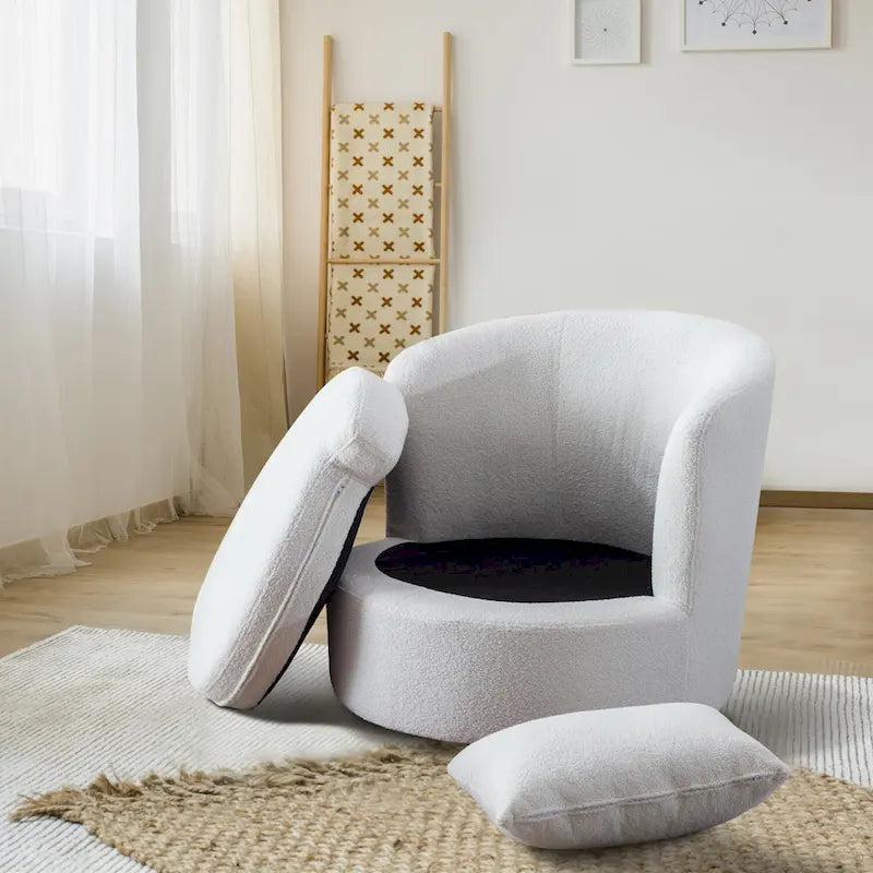 Fauteuil pivotant en tissu de laine d'agneau