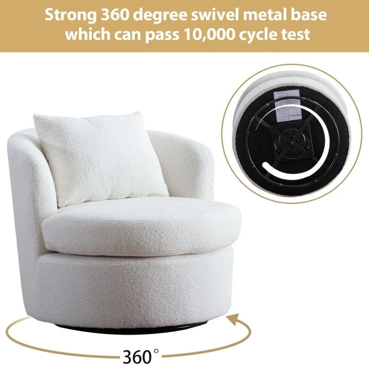 Fauteuil pivotant en tissu de laine d'agneau