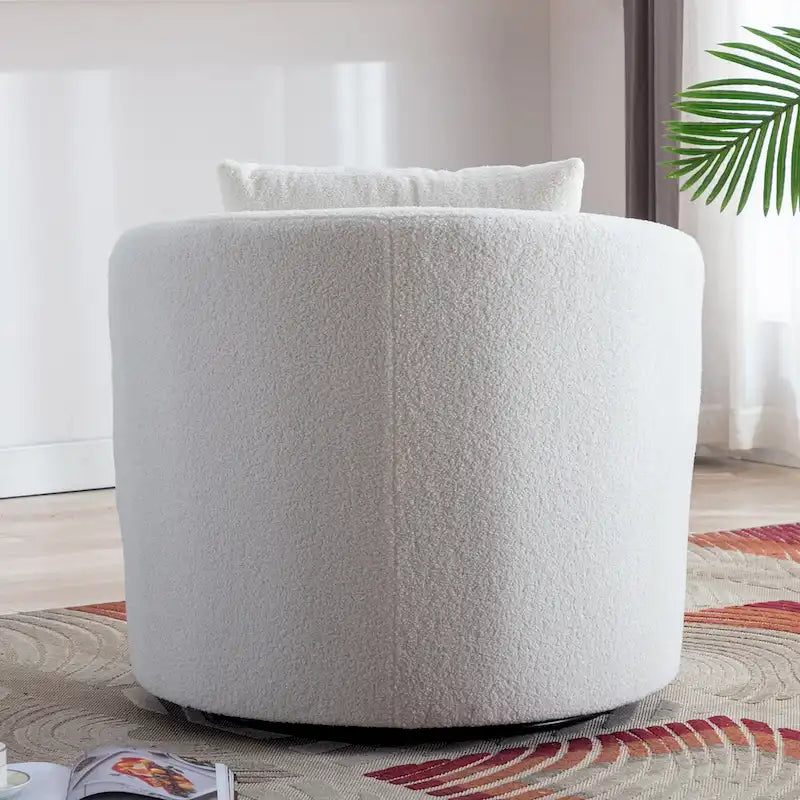 Fauteuil pivotant en tissu de laine d'agneau