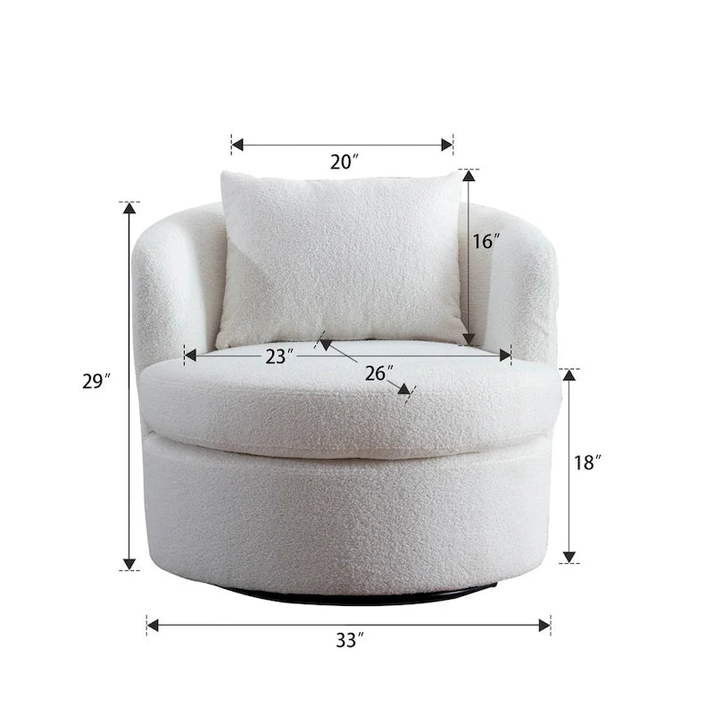 Fauteuil pivotant en tissu de laine d'agneau