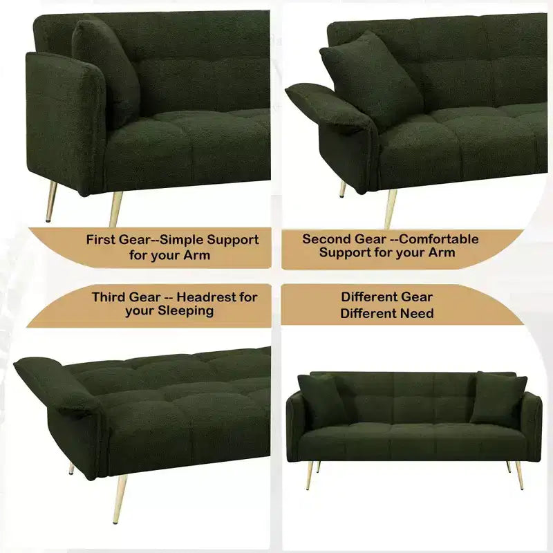 Canapé-lit convertible WhizMax, futon convertible rembourré en velours, canapé-lit pliant, lit de repos pour salon et chambre