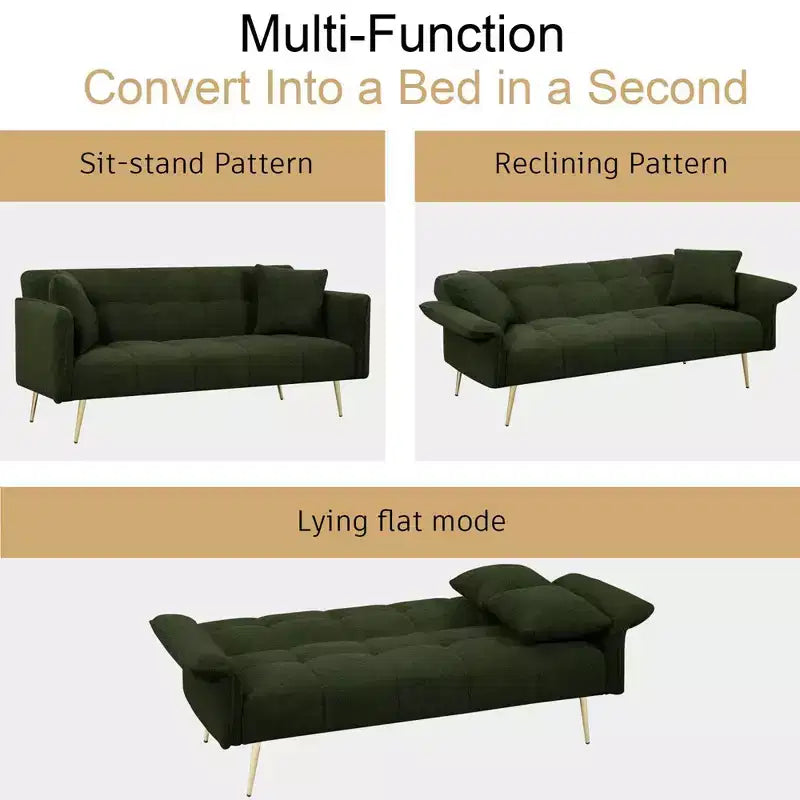 Canapé-lit convertible WhizMax, futon convertible rembourré en velours, canapé-lit pliant, lit de repos pour salon et chambre