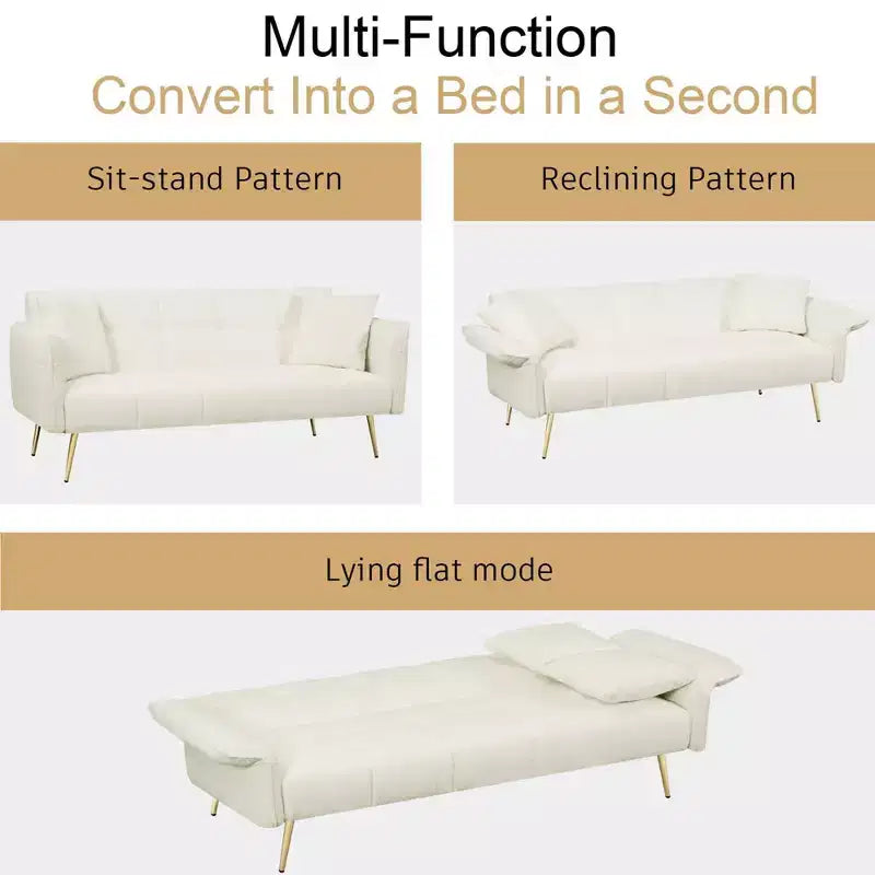 Canapé-lit convertible WhizMax, futon convertible rembourré en velours, canapé-lit pliant, lit de repos pour salon et chambre