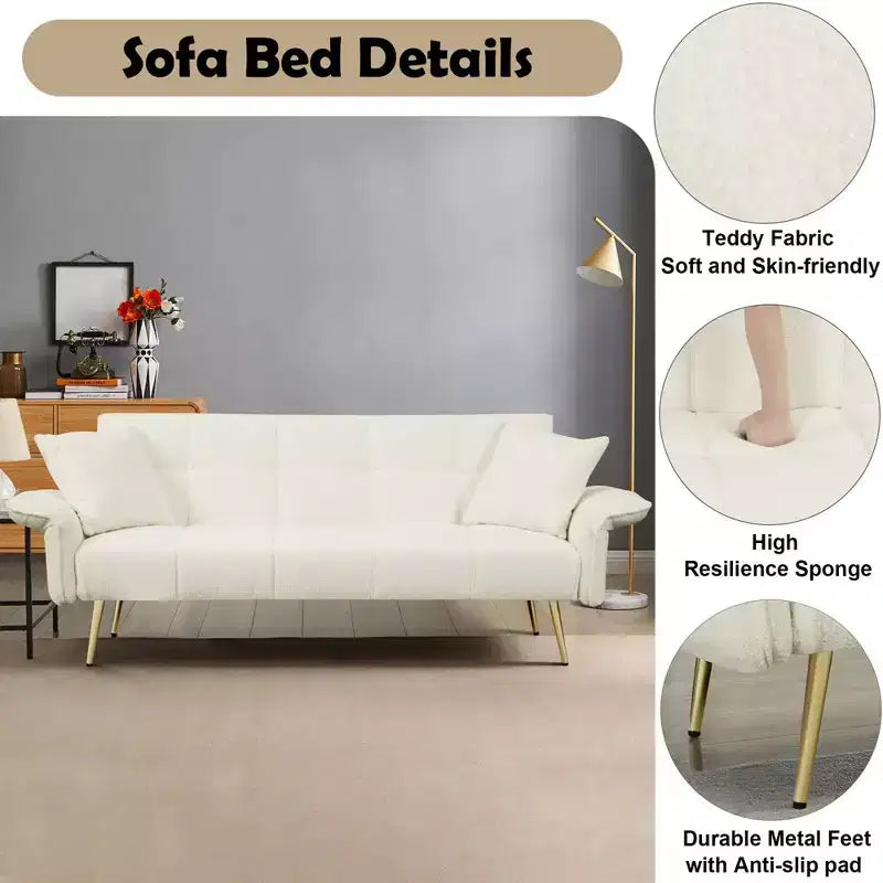 Canapé-lit convertible WhizMax, futon convertible rembourré en velours, canapé-lit pliant, lit de repos pour salon et chambre