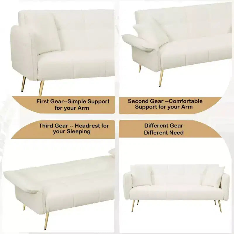 Canapé-lit convertible WhizMax, futon convertible rembourré en velours, canapé-lit pliant, lit de repos pour salon et chambre