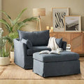 Fauteuil déhoussable surdimensionné Sophie et pouf avec roulettes arrière verrouillables par HULALA HOME