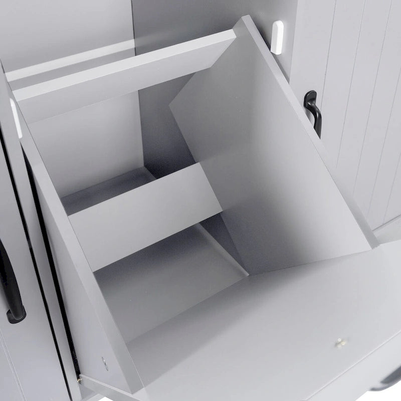 Îlot de cuisine avec meuble de rangement pour poubelle, Chariot de cuisine avec abattant