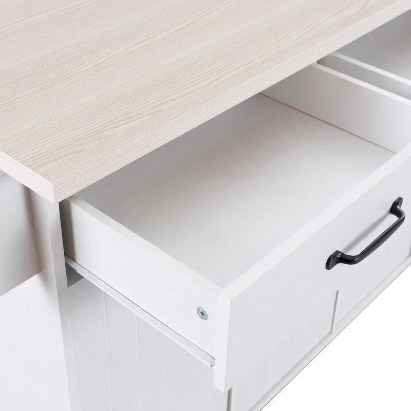 Îlot de cuisine avec meuble de rangement pour poubelle, Chariot de cuisine avec abattant