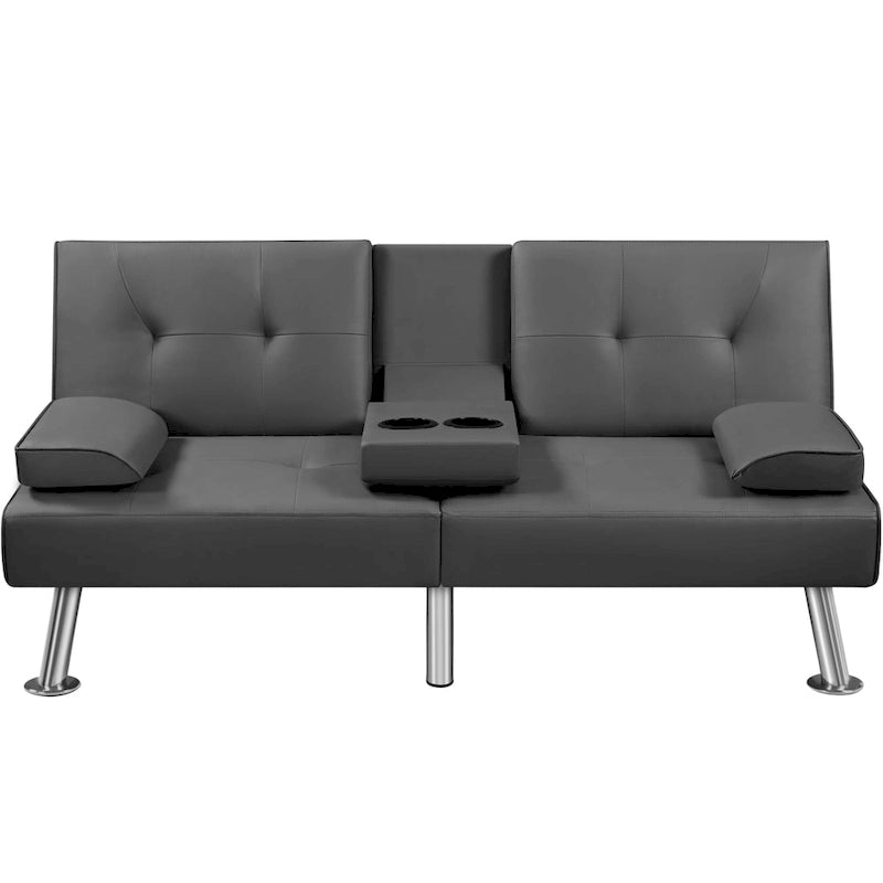 Canapé-lit convertible 3-en-1 Yaheetech en simili cuir, futon réglable