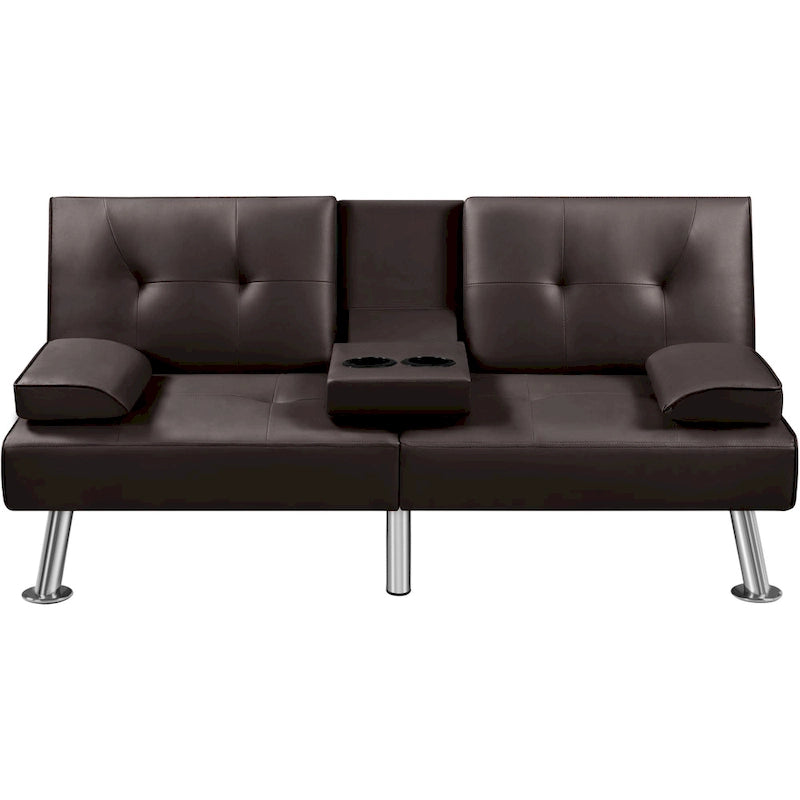 Canapé-lit convertible 3-en-1 Yaheetech en simili cuir, futon réglable