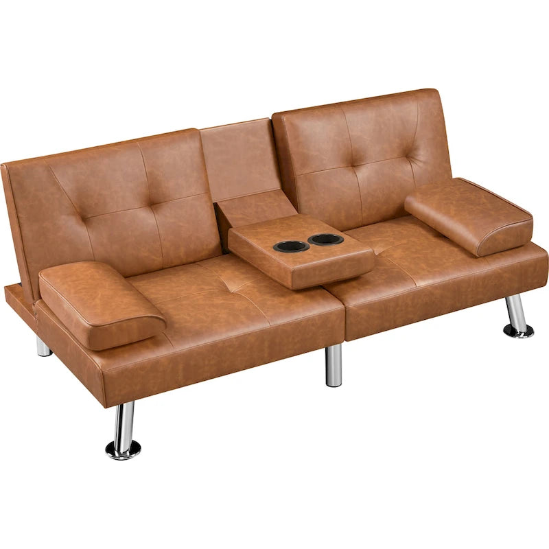 Canapé-lit convertible 3-en-1 Yaheetech en simili cuir, futon réglable
