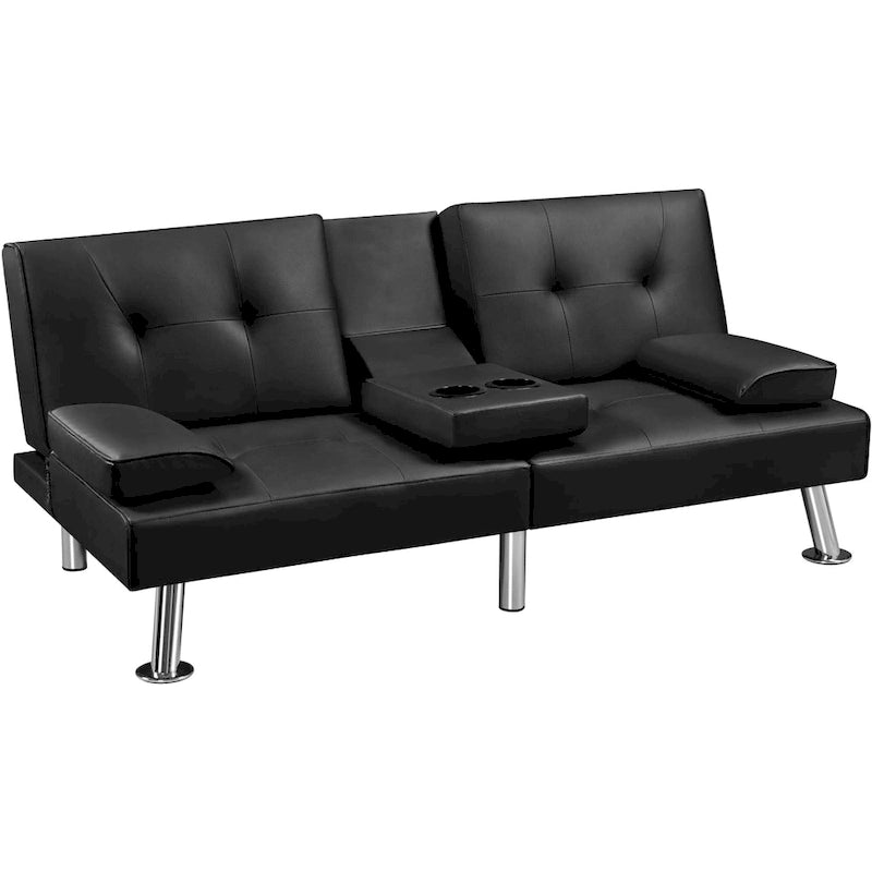 Canapé-lit convertible 3-en-1 Yaheetech en simili cuir, futon réglable