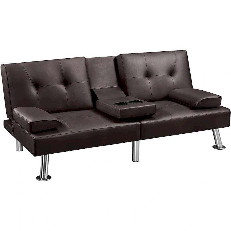 Canapé-lit convertible 3-en-1 Yaheetech en simili cuir, futon réglable