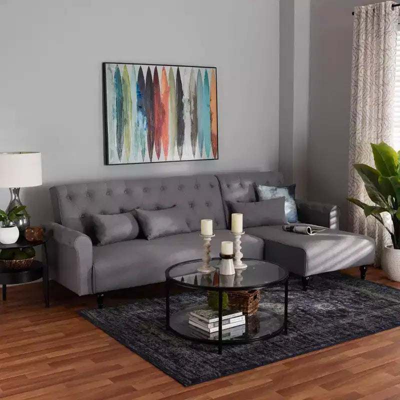 Canapé-lit convertible Chesterfield en tissu Baxton Studio