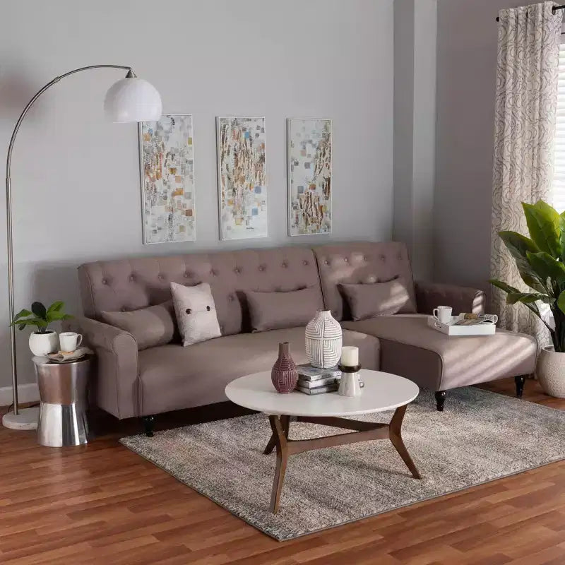 Canapé-lit convertible Chesterfield en tissu Baxton Studio