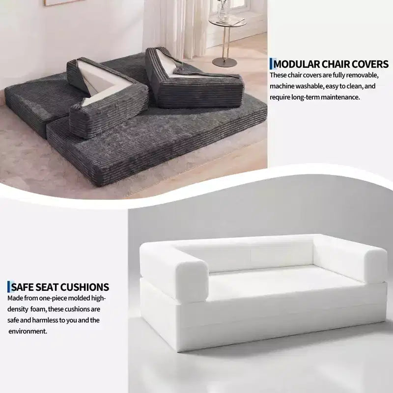 Canapé-lit convertible 5-en-1 de 205 cm (80,7 po) – Velours côtelé, 544 kg (1200 lb), sans assemblage