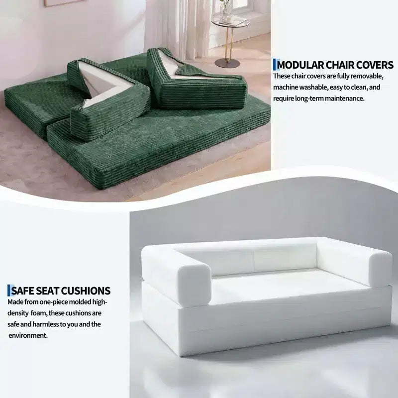 Canapé-lit convertible 5-en-1 de 205 cm (80,7 po) – Velours côtelé, 544 kg (1200 lb), sans assemblage