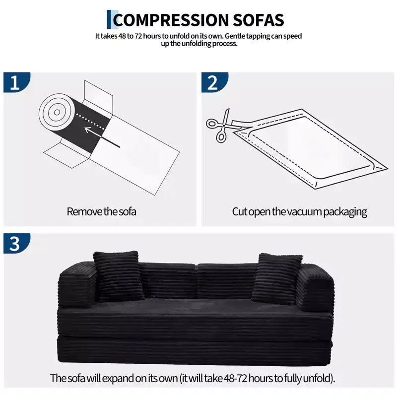 Canapé-lit convertible 5-en-1 de 205 cm (80,7 po) – Velours côtelé, 544 kg (1200 lb), sans assemblage