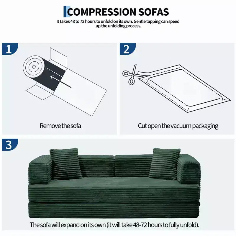Canapé-lit convertible 5-en-1 de 205 cm (80,7 po) – Velours côtelé, 544 kg (1200 lb), sans assemblage