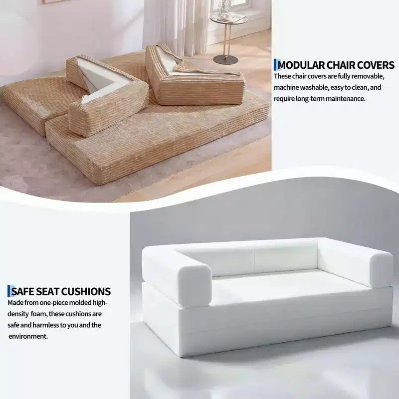 Canapé-lit convertible 5-en-1 de 205 cm (80,7 po) – Velours côtelé, 544 kg (1200 lb), sans assemblage