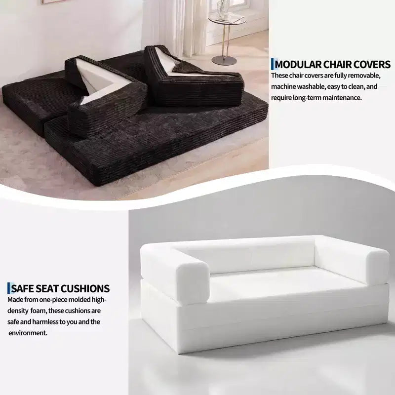Canapé-lit convertible 5-en-1 de 205 cm (80,7 po) – Velours côtelé, 544 kg (1200 lb), sans assemblage