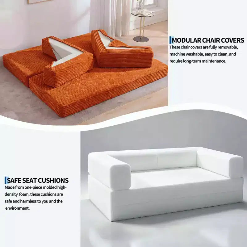 Canapé-lit convertible 5-en-1 de 205 cm (80,7 po) – Velours côtelé, 544 kg (1200 lb), sans assemblage