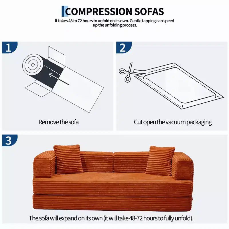 Canapé-lit convertible 5-en-1 de 205 cm (80,7 po) – Velours côtelé, 544 kg (1200 lb), sans assemblage